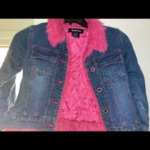 Squeeze Girls Fashion Faux Fur Jean Jacket-size 12-14